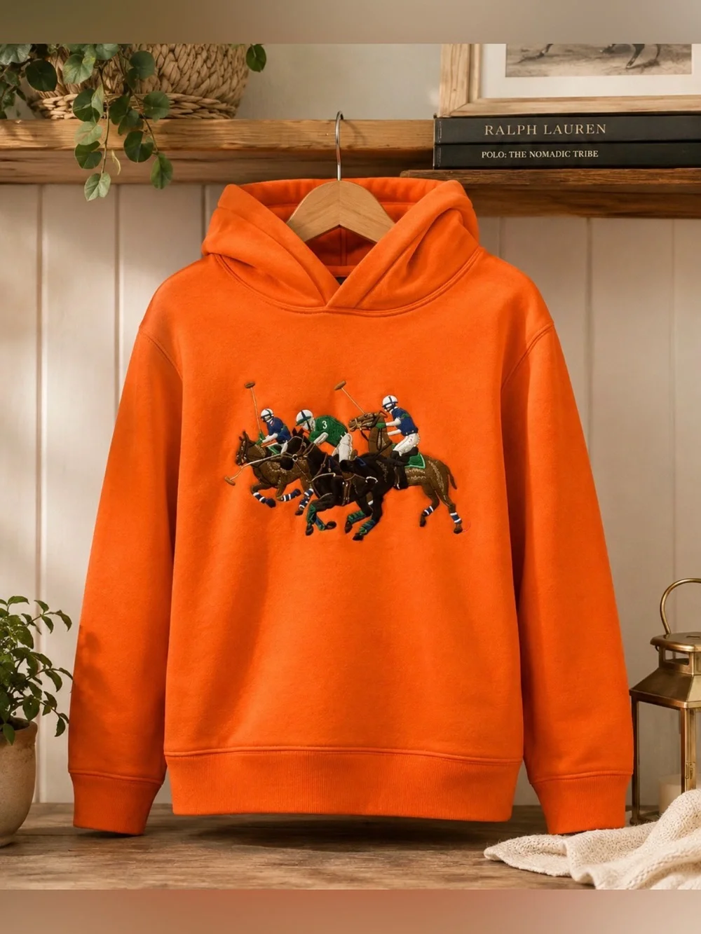 Polo by Ralph Lauren Vibrant Orange Hoodie with Polo Design large (14-16)